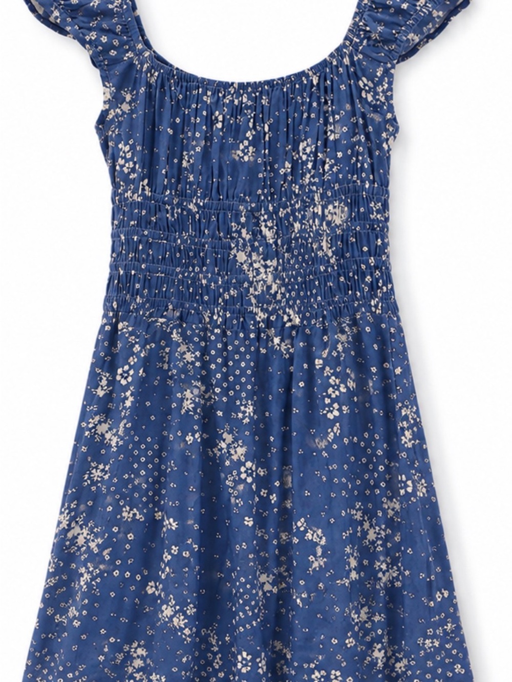 Ocean Drive Soft Blue Cream Floral Smocked Mini Dress